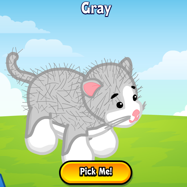 Virtual Webkinz pet grey and white cat.