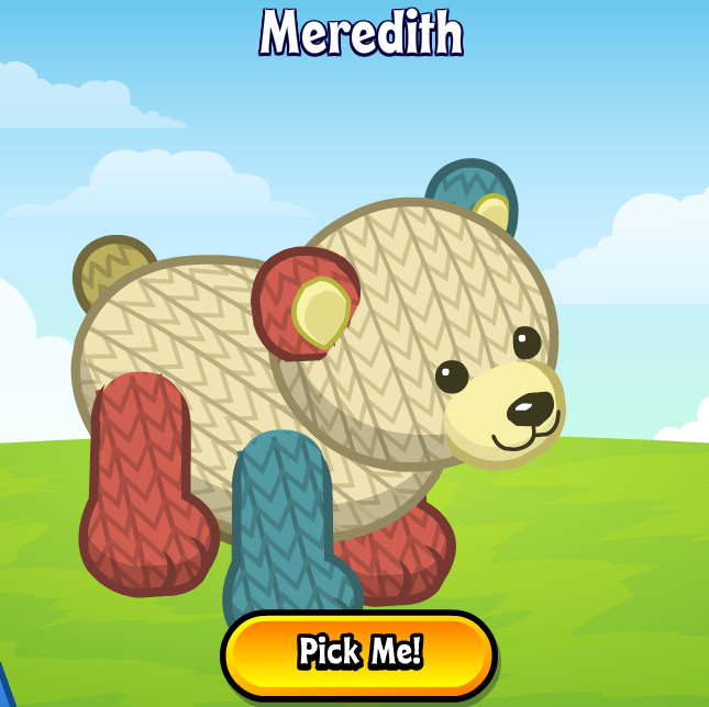 Virtual Webkinz pet that is a knitted bear.